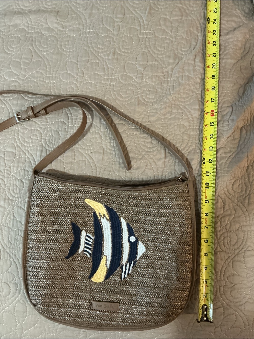 Vera Bradley Woven Straw Crossbody Bag with Embroidered Fish Accent - Brown - Picture 7 of 8